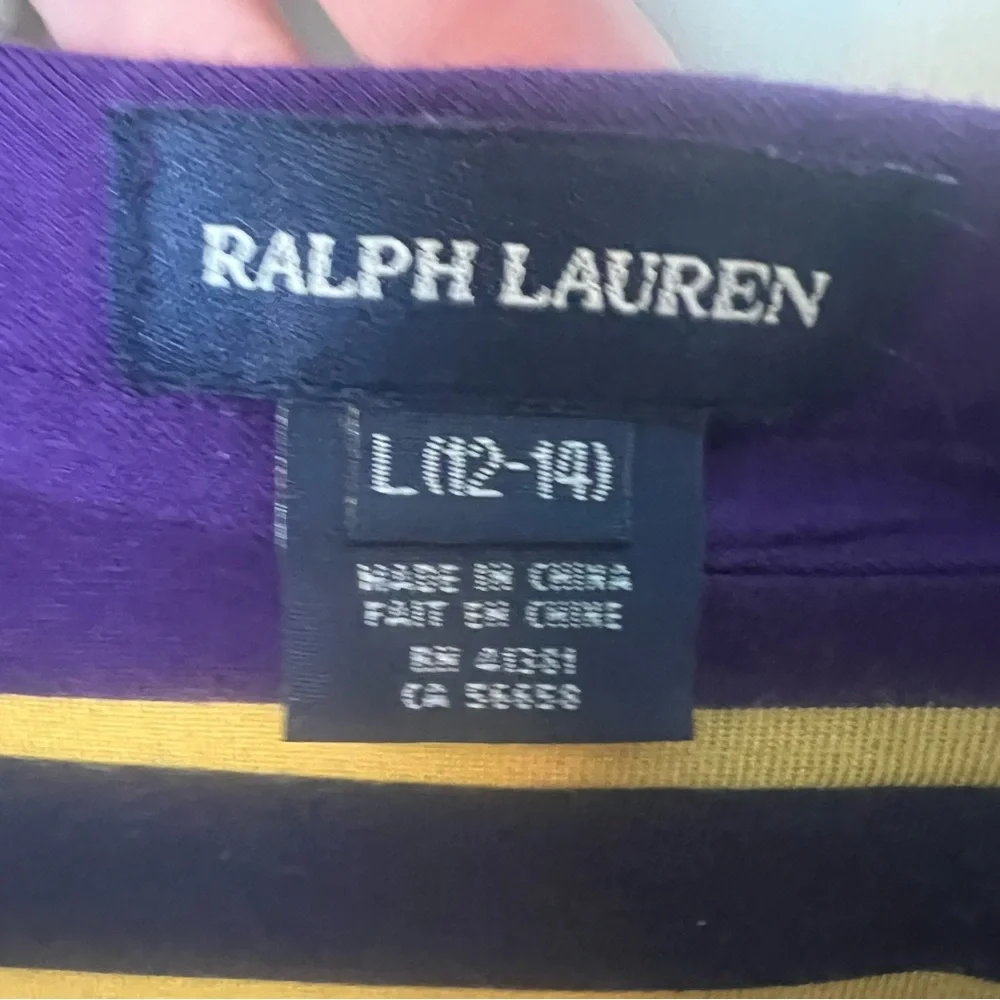 Ralph Lauren - Girls Striped Shirt‎ Dress Drawstring Waist  Purple Gold - Sz. L